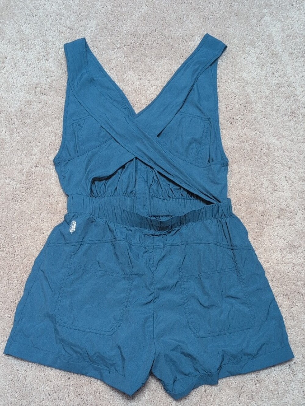 Free People Teal Utility Romper with Pockets - Picture 4 of 7
